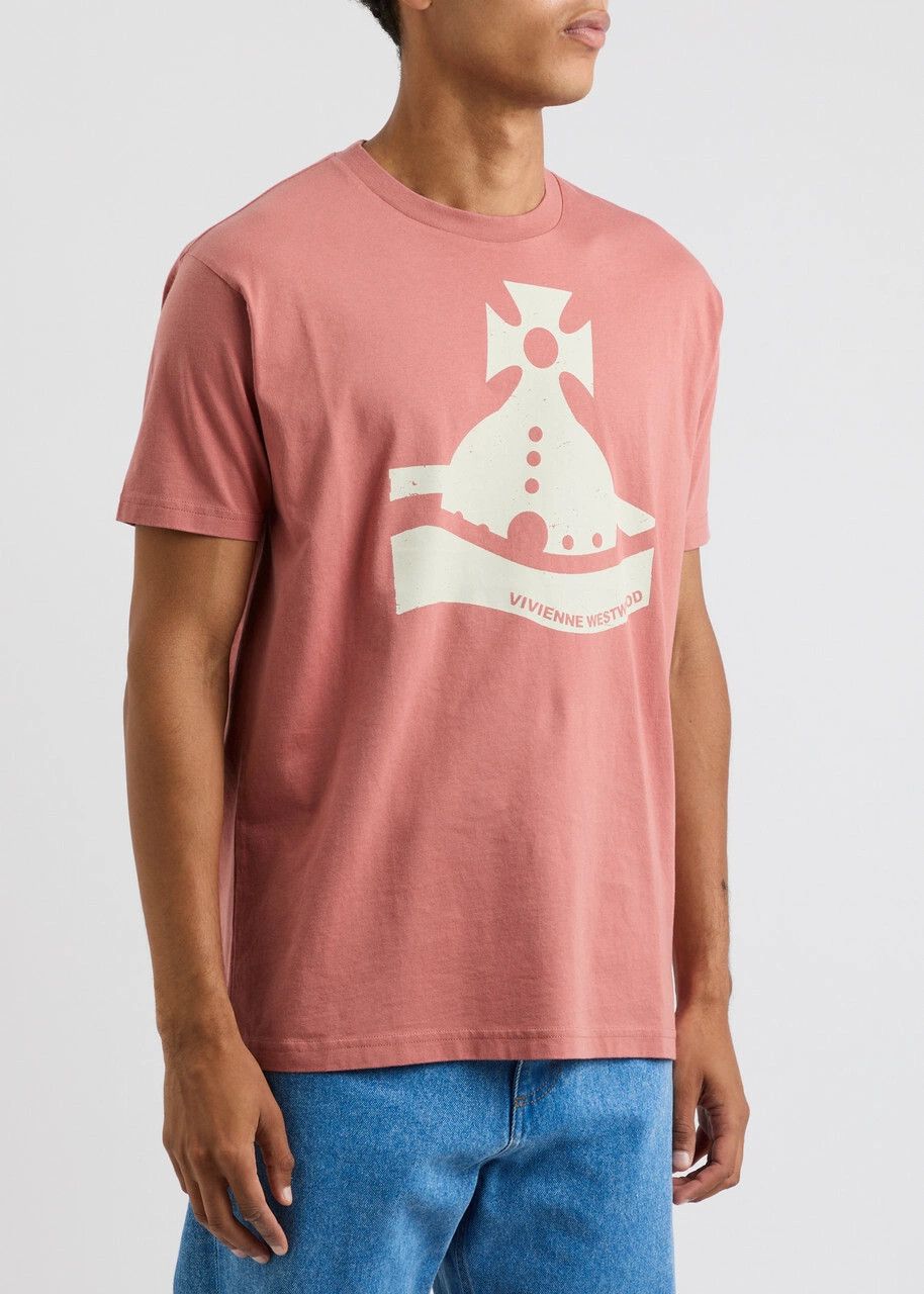 Vivienne Westwood o1f1d3z0526 Sunken Orb Printed Cotton T-Shirt in Pink Size US XL / EU 56 / 4 - 2 Thumbnail