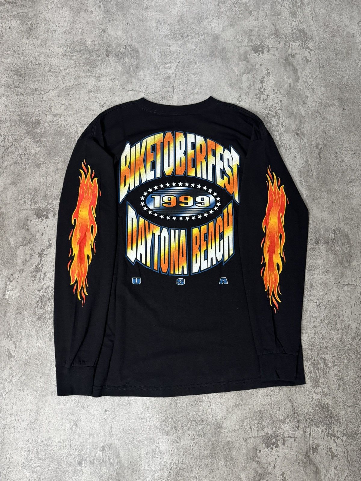 Vintage VINTAGE 1999 DAYTONA BEACH BIKE WEEK SKULL FLAME LONGSLEEVE Size US XL / EU 56 / 4 - 5 Thumbnail