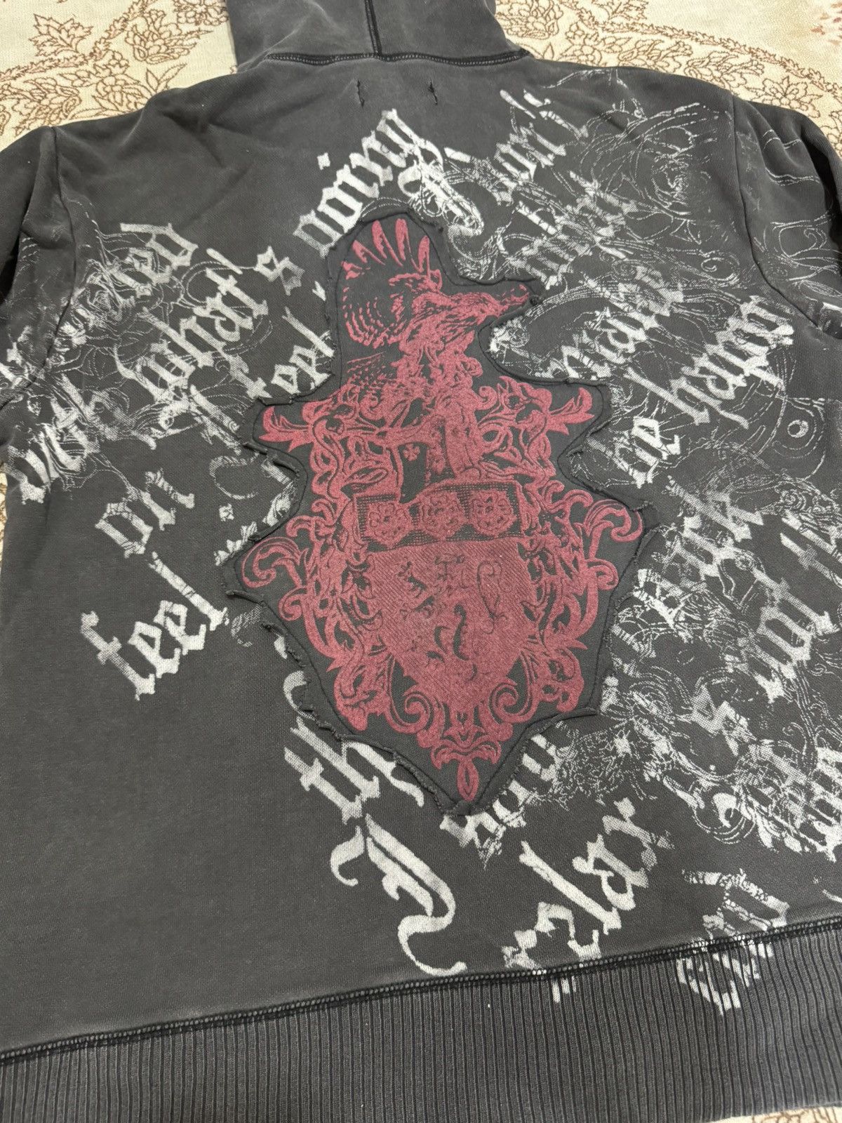 In The Attic × Japanese Brand × Vintage Vintage In The Attic Distress Zipper Hoodie Punk Design Size US M / EU 48-50 / 2 - 5 Thumbnail