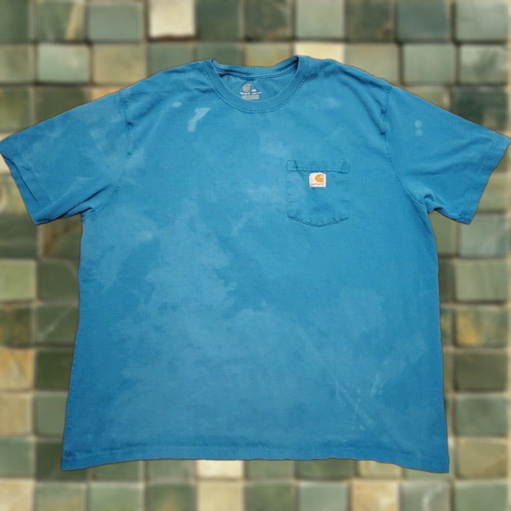 Carhartt VINTAGE Carhartt T Shirt Mens 2XL Blue Original Fit Faded Grunge Skate Y2K Pocket TEE Shirt Mens 2XL Blue Size US XXL / EU 58 / 5 - 1 Thumbnail