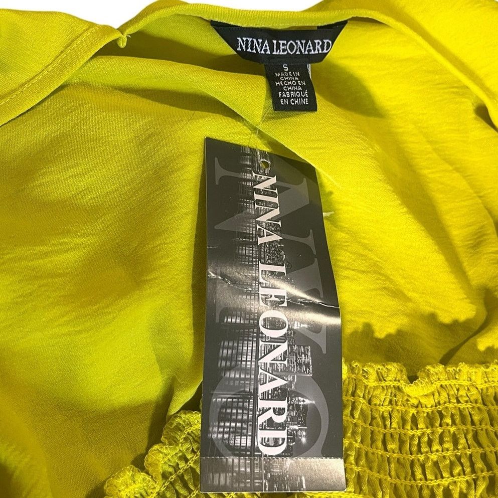 Other Nina Leonard Size Small Chartreuse Multi-Tier Dress NWT Size S / US 4 / IT 40 - 6 Thumbnail