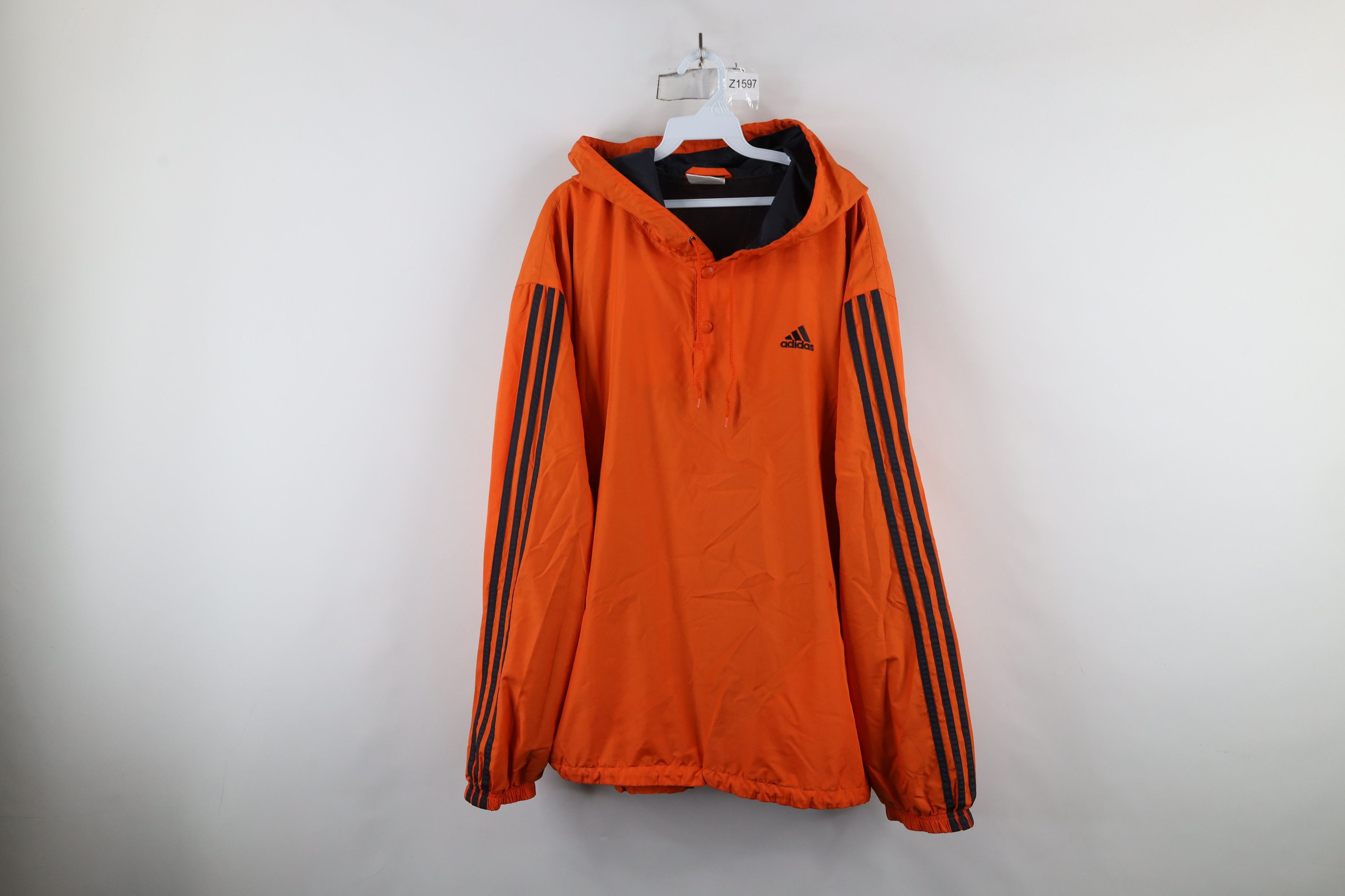 Adidas × Vintage Vintage 90s Adidas Spell Out Lined Hooded Windbreaker Jacket Size US XL / EU 56 / 4 - 1 Thumbnail