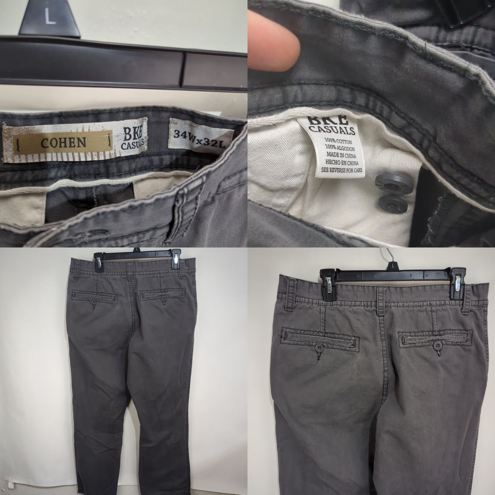 Vintage Buckle Buckle Bke Casuals Cohen Straight Men's Pants 34x32 Chino Gray Charcoal Buckle Bke Casuals Cohen Straight Pants 34x32 Gray Charcoal Size US 34 / EU 50 - 9 Thumbnail