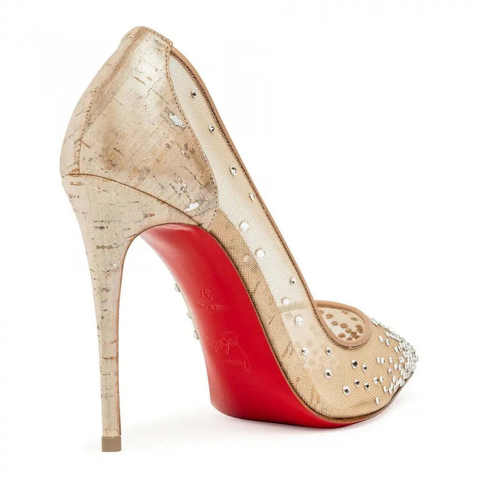 Christian Louboutin Follies Strass 100 Silver Liege Mesh Crystal Heel Pump 42 Size US 12 / IT 42 - 10 Thumbnail