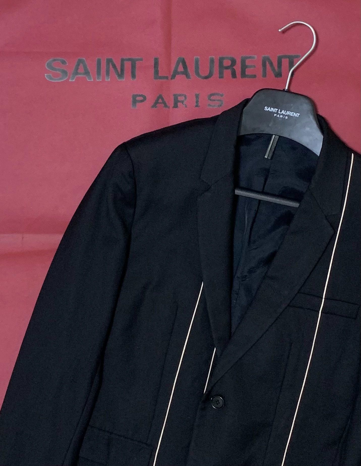 Dior Dior Homme 14fw 3 White Lines Black Wool Suit Jacket Size 44R - 7 Thumbnail