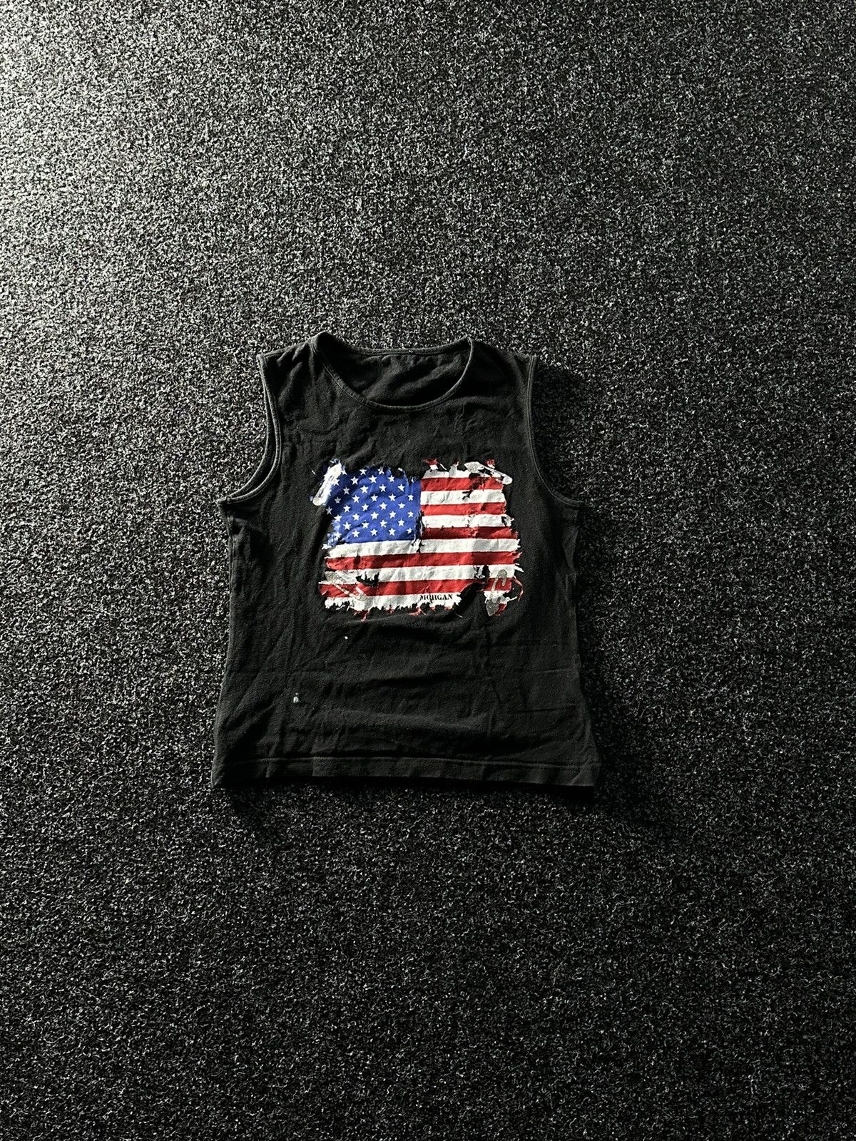 Vintage ❗️90s USA American Flag Scroll Logo Tank Top Black big logo Size M / US 6-8 / IT 42-44 - 1 Thumbnail