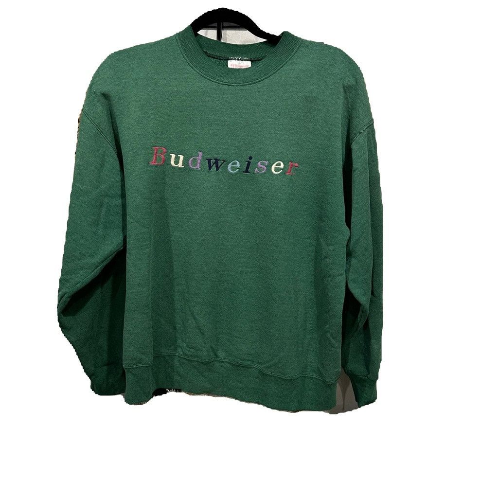 Hanes Vintage 90s Budweiser Sweatshirt - Embroidered Rainbow Print Size US L / EU 52-54 / 3 - 1 Thumbnail