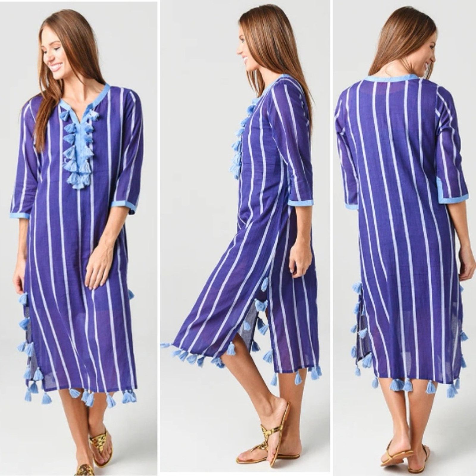 Oliphant NEW $285 OLIPHANT Women's Zedi Tassel Kaftan Small NWT Size S / US 4 / IT 40 - 2 Thumbnail