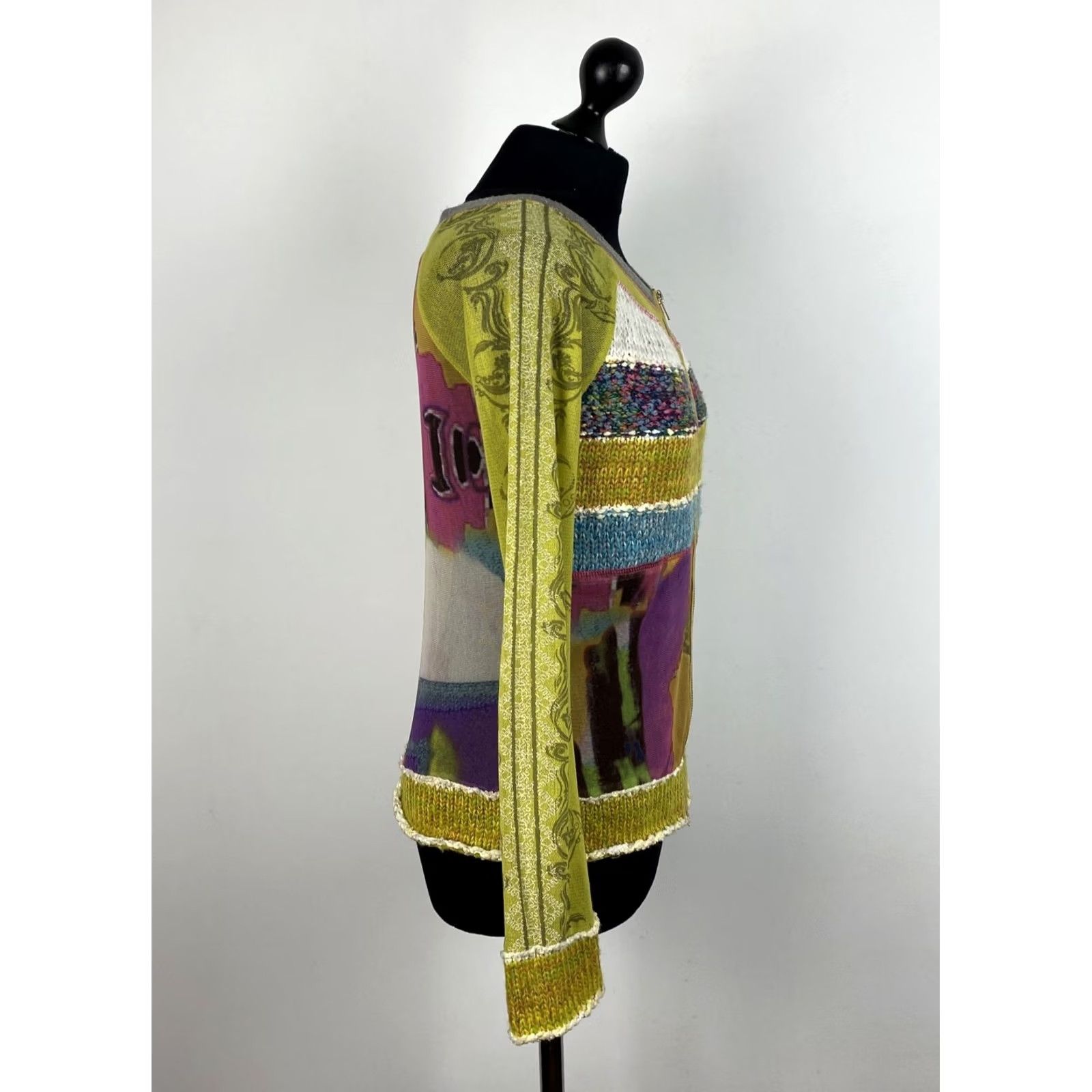 Vintage Lulu H Cardigan Jumper Womens M Multicoloured Full Zip Knit Shirt? Size M / US 6-8 / IT 42-44 - 2 Thumbnail