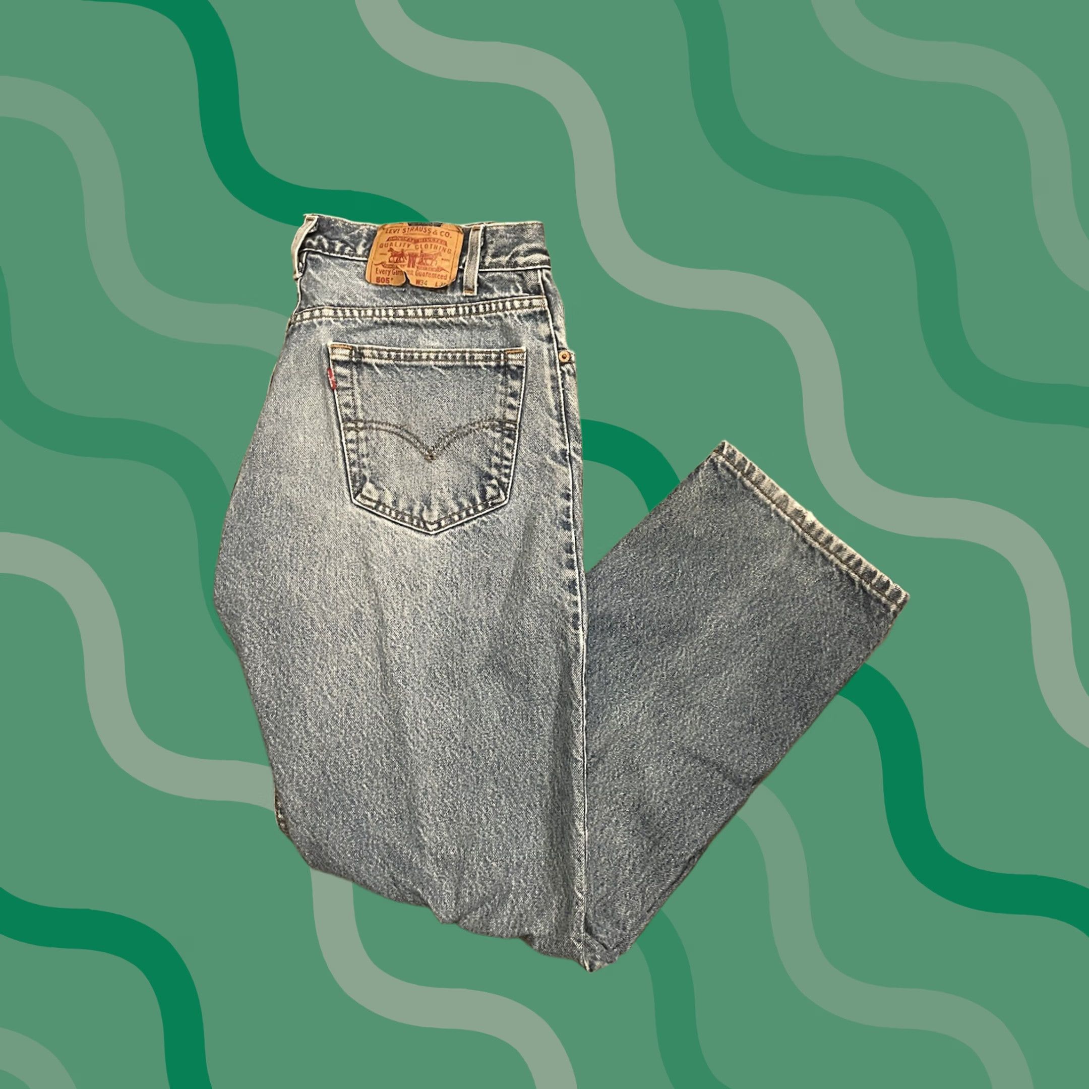 Levi's VTG Levi’s 505 Jeans Regular Fit Straight Leg 34x30 Mens Light Wash Denim Cotton Blue 90s Grunge USA Fat ??? Size US 34 / EU 50 - 1 Thumbnail