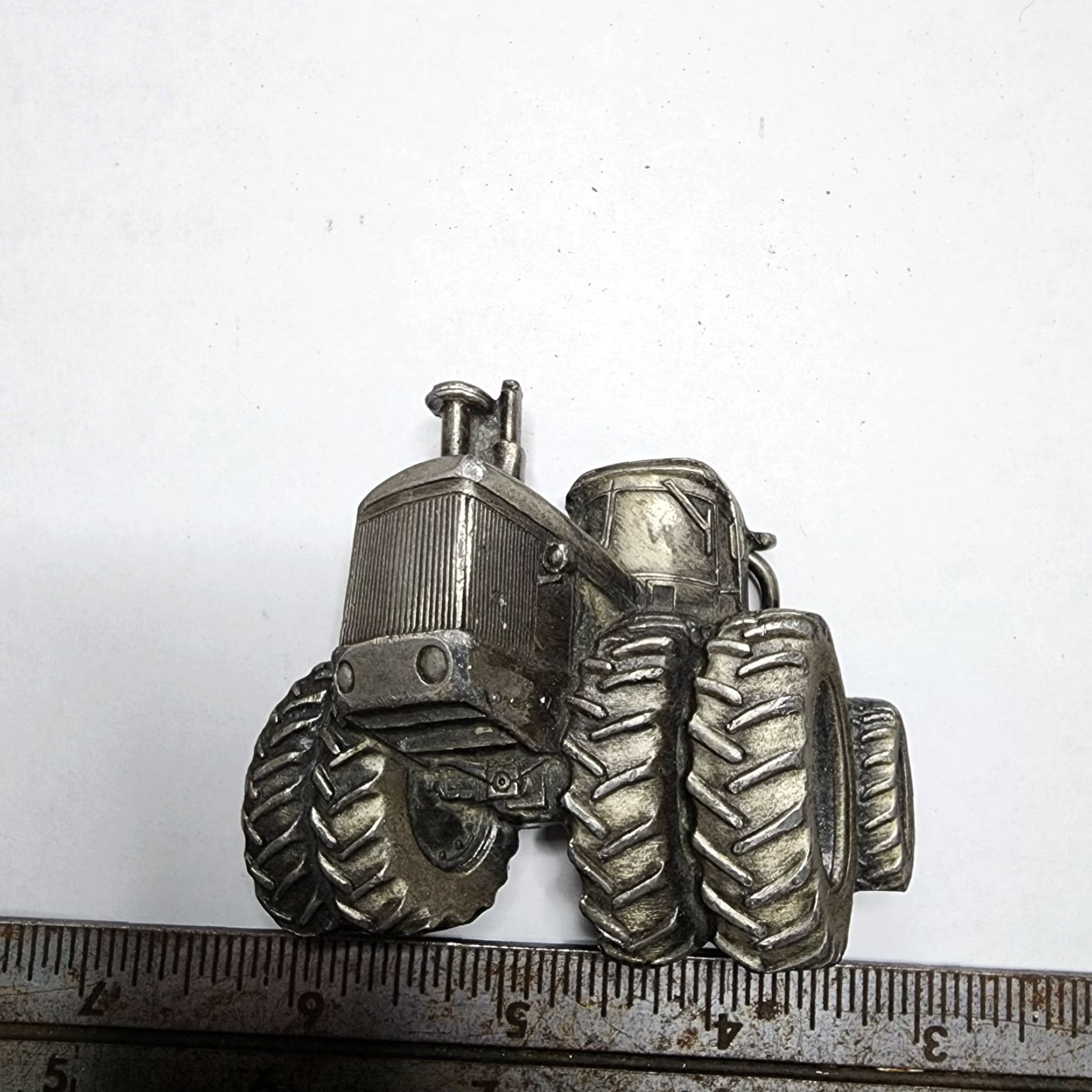Vintage VINTAGE 1980 3D Metal Tractor Belt Buckle Tractor Pewter Mens Belt Buckle Silver 80s Tractor Vintage Size ONE SIZE - 4 Thumbnail