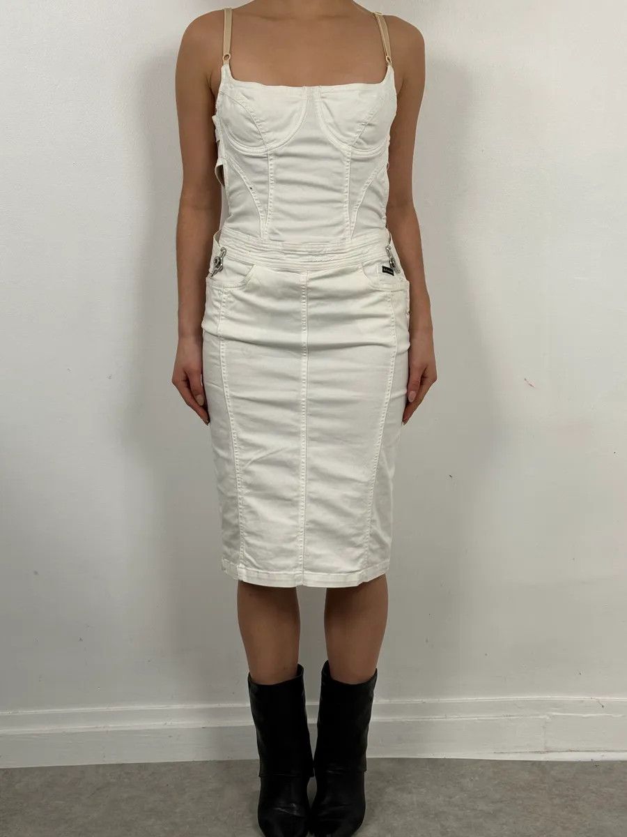 Dolce & Gabbana 2000s Dolce & Gabbana White Cargo Bondage Dress Size S / US 4 / IT 40 - 1 Thumbnail