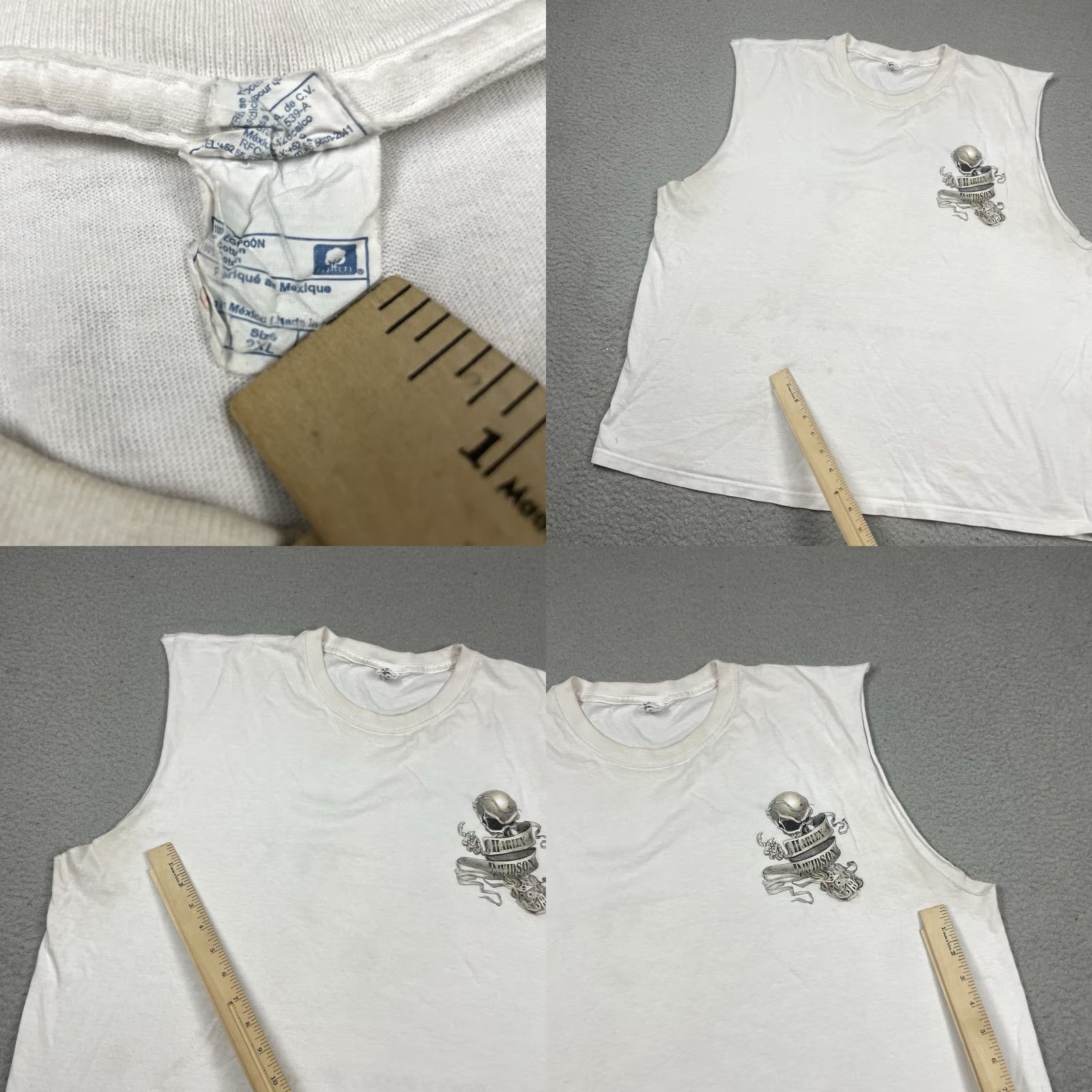 Harley Davidson VINTAGE Harley-Davidson T Shirt Adult XL White Rocky Point Biker Sleeveless Skull Dice Crew Neck Logo Graphic Print Men Size US XL / EU 56 / 4 - 8 Thumbnail