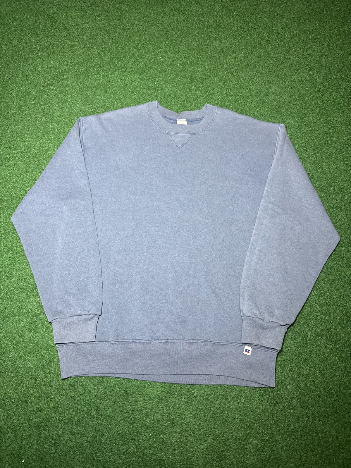 Russell Athletic Vintage 90s Russell Athletic Slate Blue Blank Lg Sweatshirt Size US L / EU 52-54 / 3 - 1 Thumbnail
