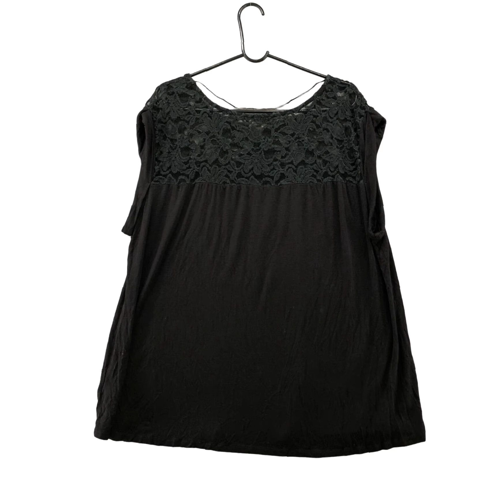 Vintage Fenn Wright Manson Top Adult 3X Black Lace Jersey Knit Short Sleeve Sleeveless Classic Womens Size XXL / US 16-18 / IT 52-54 - 2 Thumbnail