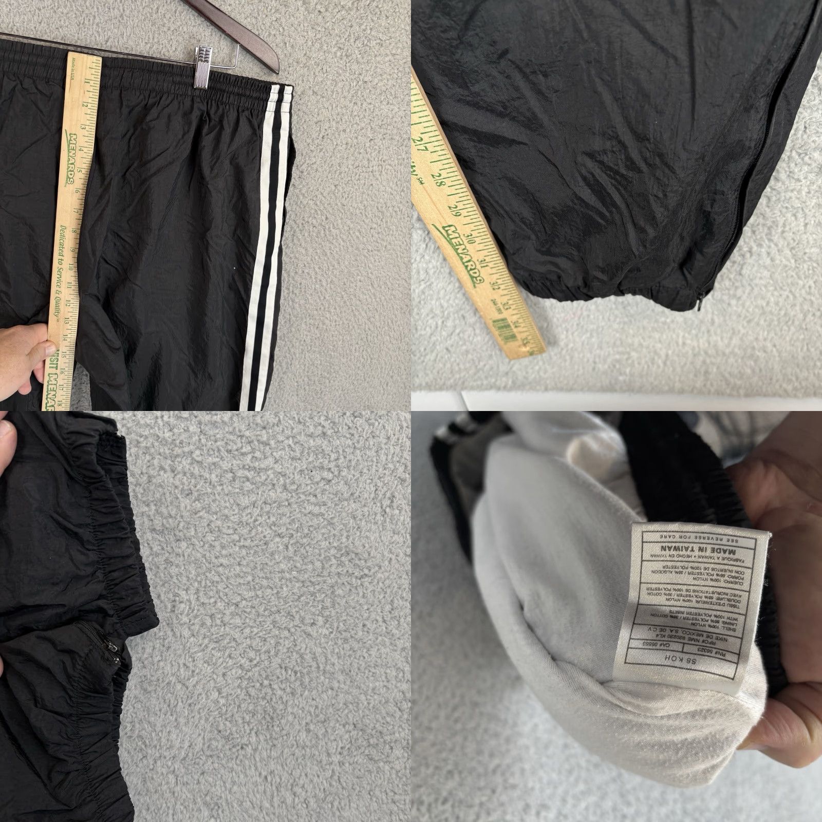 Nike VINTAGE Nike Track Pants Mens XL Black Lined Rare Double Stripe Zip Ankle Track Pants 90s Nike Mens XL Black Lined Pockets Elastic Waist Size US 36 / EU 52 - 8 Thumbnail