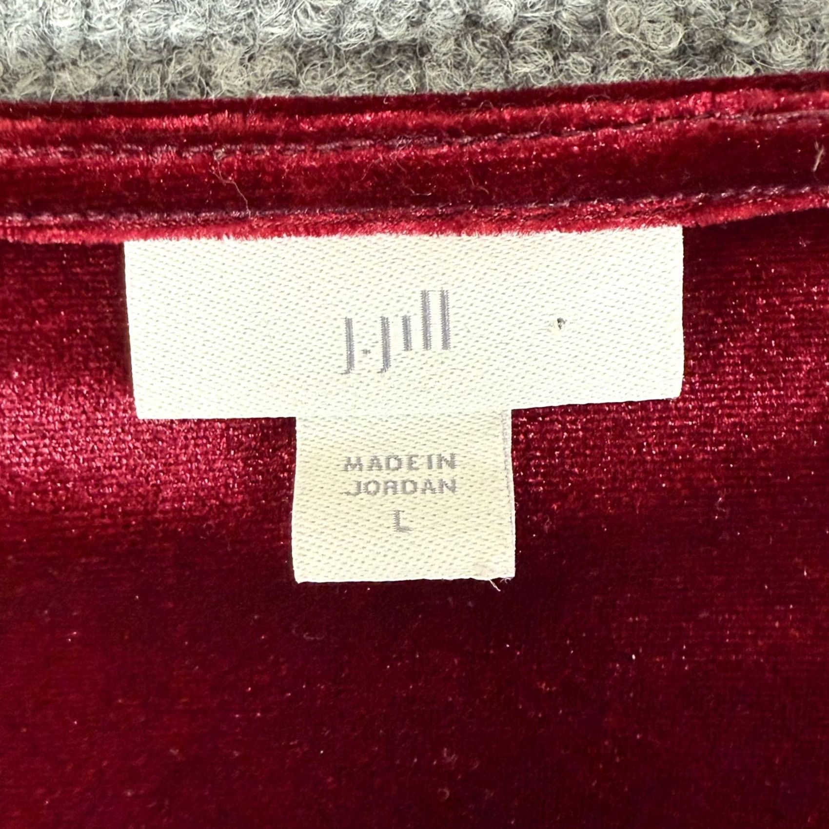 J. Jill J.Jill Red Velvet Long Sleeve Top Shirt Blouse L Holiday Christmas Tunic Womens Velour Crewneck Size L / US 10 / IT 46 - 3 Thumbnail