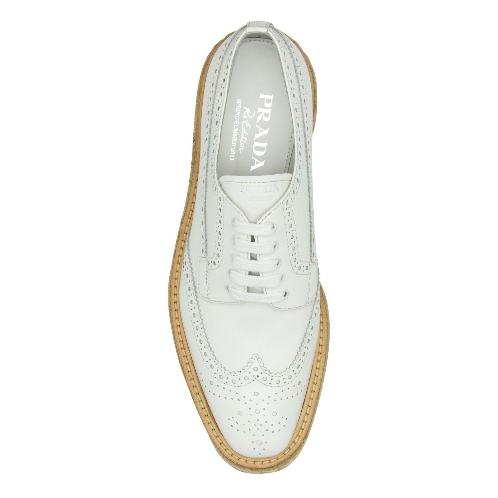 Prada PRADA Lace-Up White Leather Platform Shoes New And Authentic Size US 11 / IT 41 - 4 Thumbnail