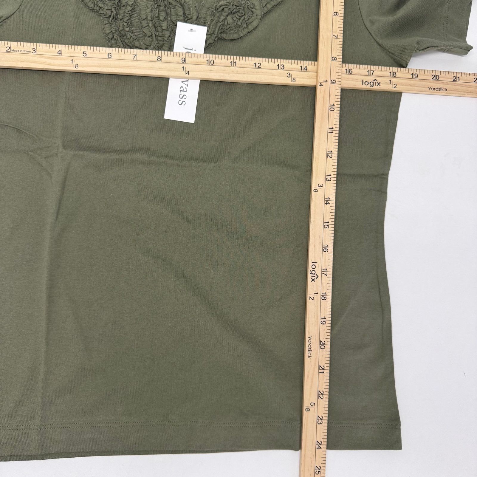Vass NWT Joan Vass Women's Mesh Neck Tee Green Olive size 0/Small Size S / US 4 / IT 40 - 5 Thumbnail