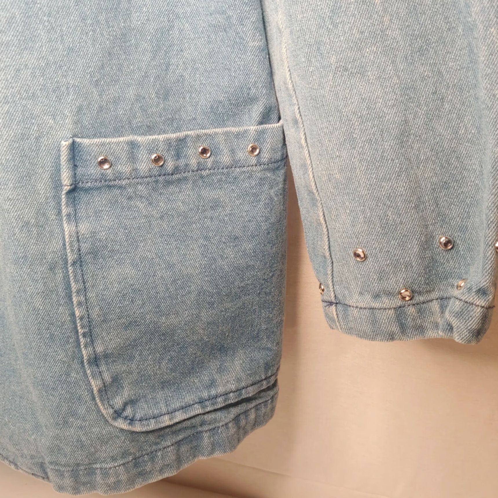 Vintage VINTAGE Lew Magram Collection Denim Blazer Jacket Women Medium Studded Bling 1980s 1990s Academia Punk Retro Blue Size 32" / US 10 / IT 46 - 6 Thumbnail