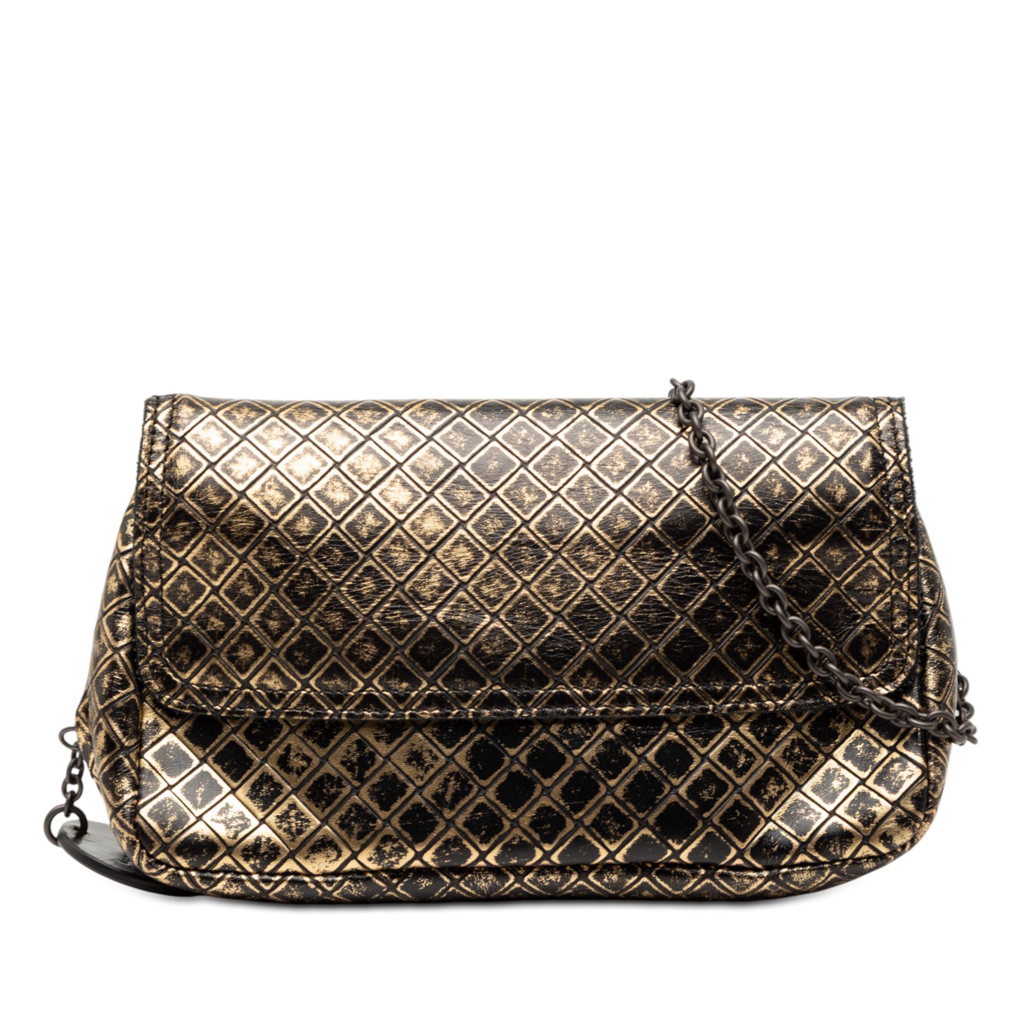 Bottega Veneta Bottega Veneta Metallic Calfskin Intrecciomirage Chain Flap Crossbody Size ONE SIZE - 1 Thumbnail