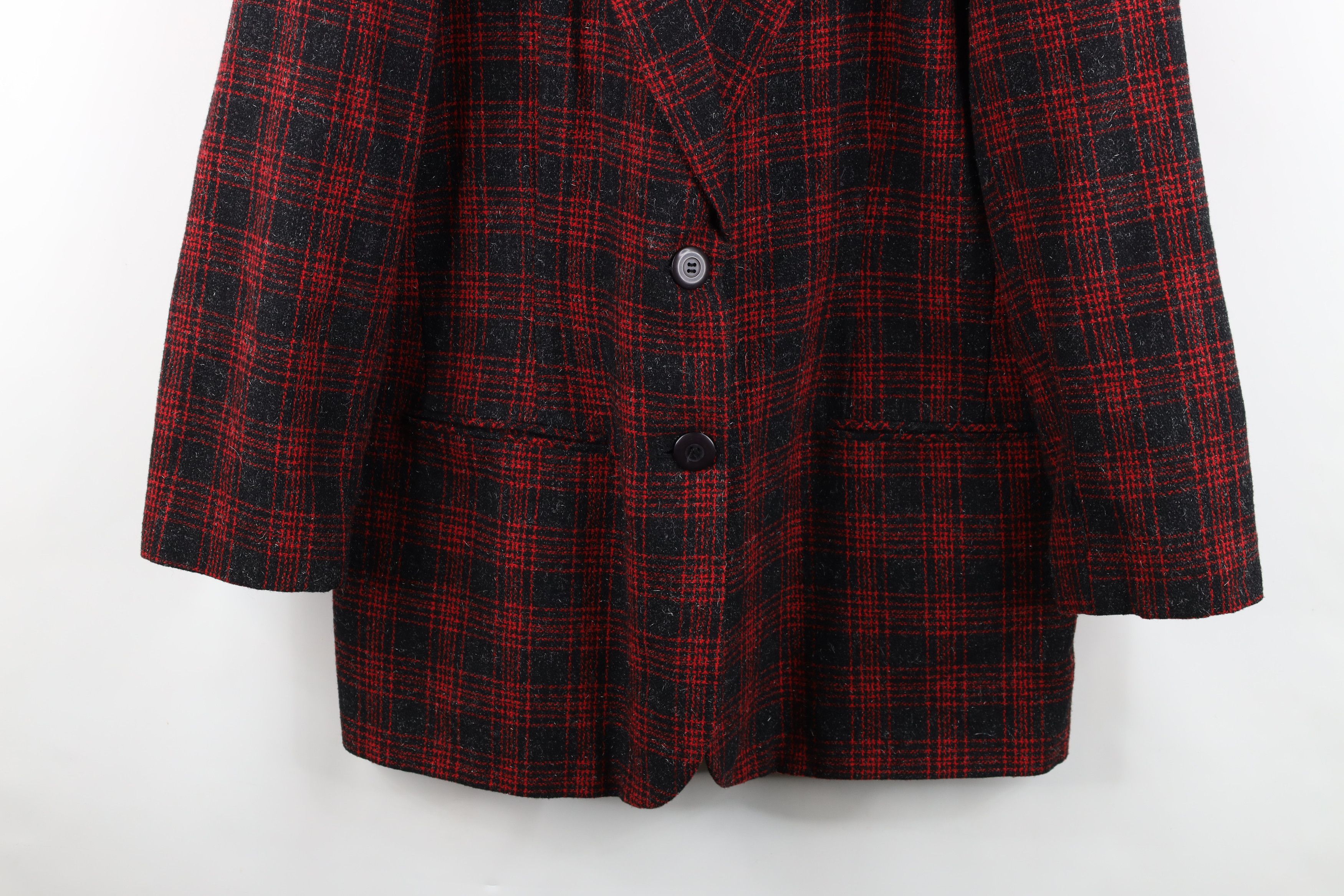 Vintage Vintage 90s Wool Tweed Suit Coat Blazer Jacket Red Plaid Size XXL / US 16-18 / IT 52-54 - 3 Thumbnail