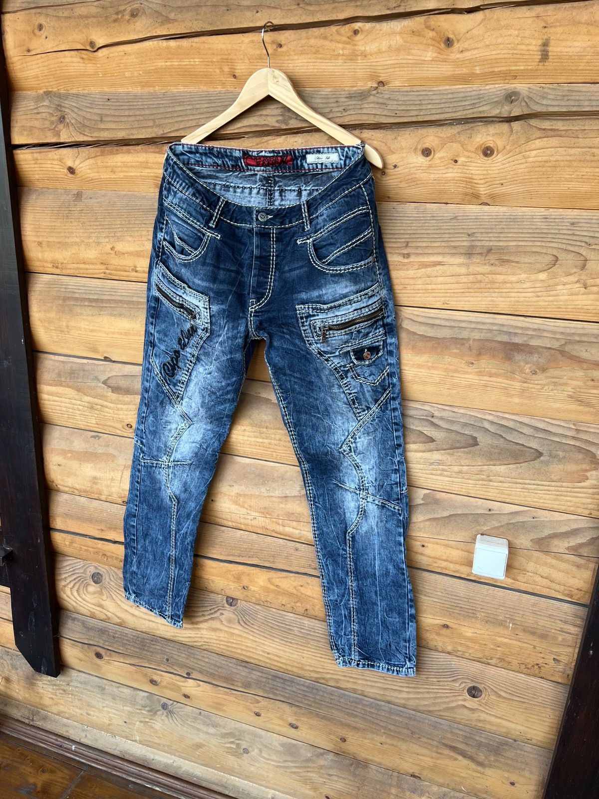 If Six Was Nine AVANT GARDE Y2K DENIM PANTS CIPO & BAXX SLIM FIT DOUBLE KNEE Size US 32 / EU 48 - 4 Thumbnail