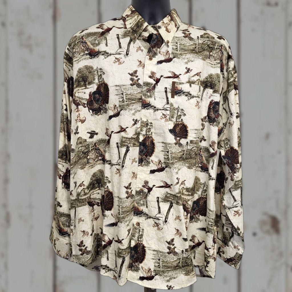 Vintage Legendary Whitetails Turkey Shirt Mens XL Button-Up Long Sleeve Hunting Shirt Size US XL / EU 56 / 4 - 1 Thumbnail