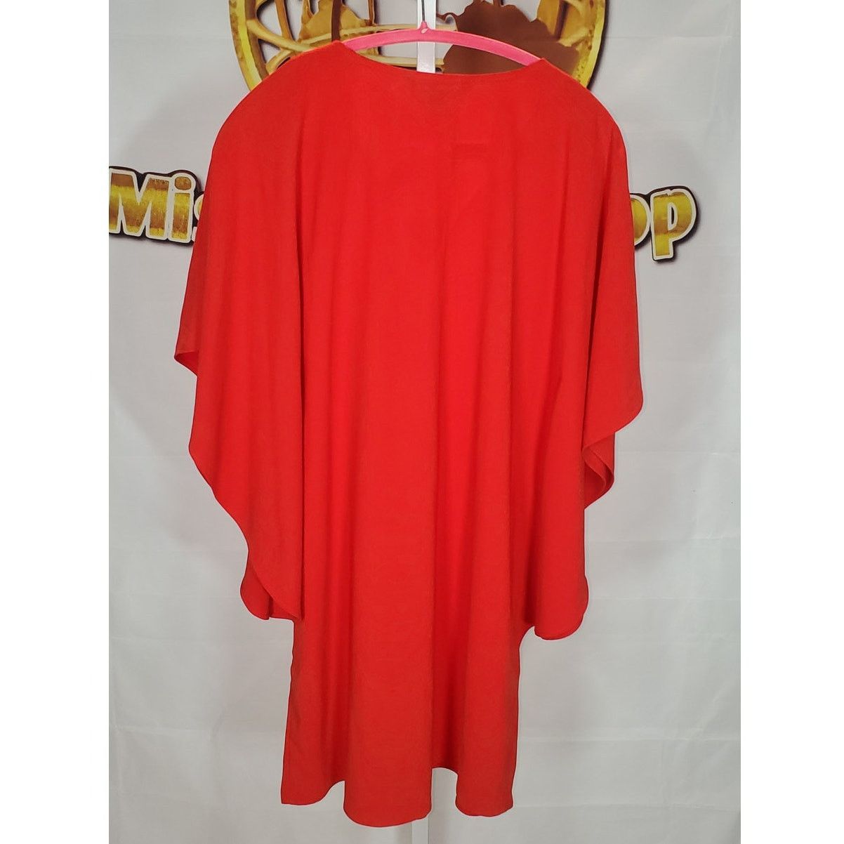 Other Sharagano Red V-Neck Flowing Batwing Sleeve Dress Size 10 Size L / US 10 / IT 46 - 2 Thumbnail