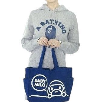 image of Bape Baby Milo Logo Tote Bag + Bape Kids Magazine in Navy