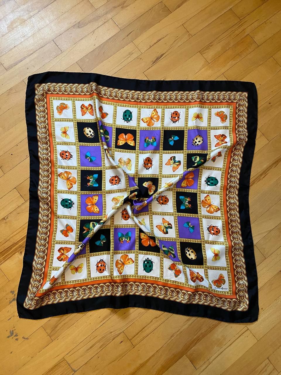 Other Vintage Jerome Leplat Butterfly Print Silk Scarf Size ONE SIZE - 3 Thumbnail