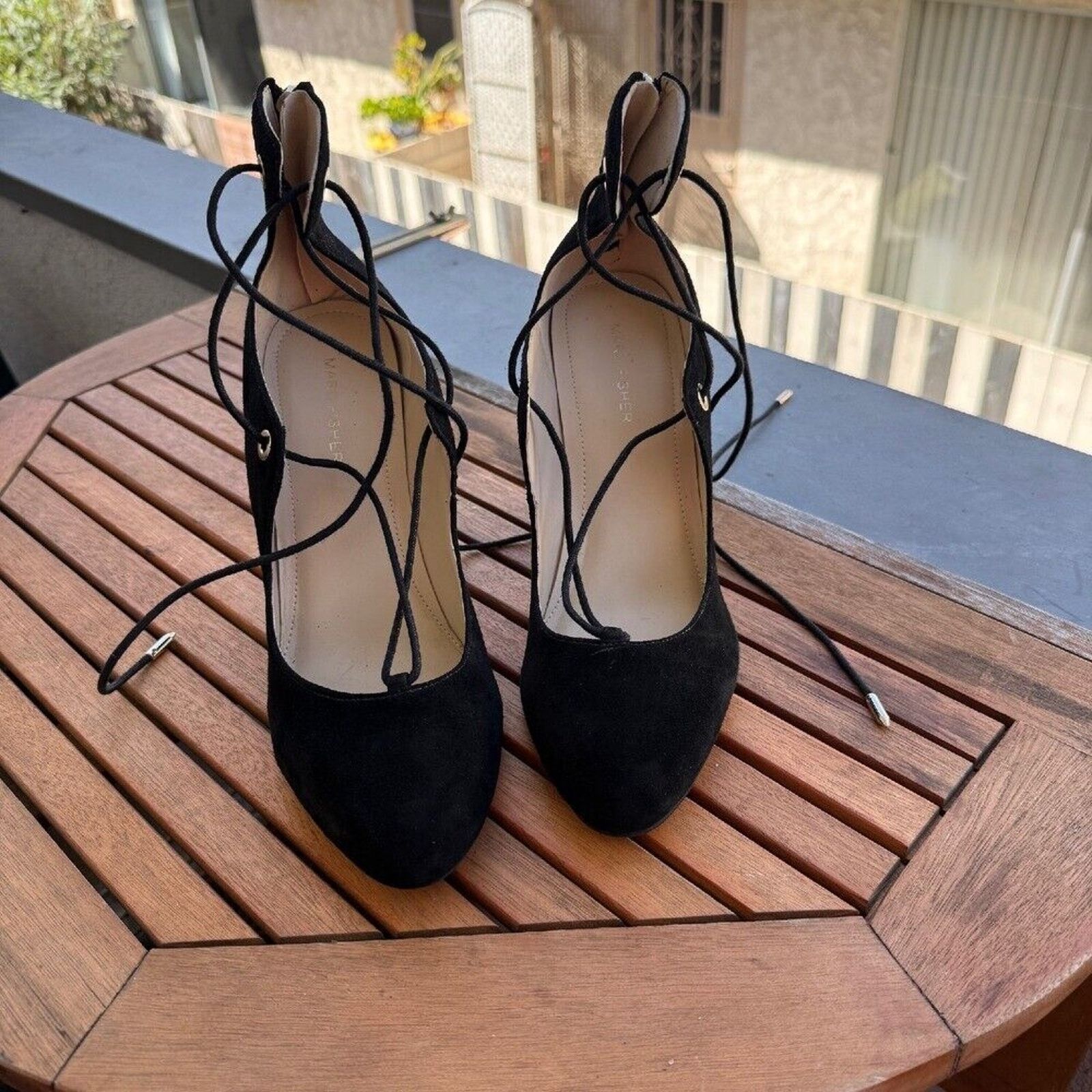 Marc Fisher Marc Fisher Black Suede Lace Up Heels Block Heel Pumps Shoes Size US 10 / IT 40 - 2 Thumbnail
