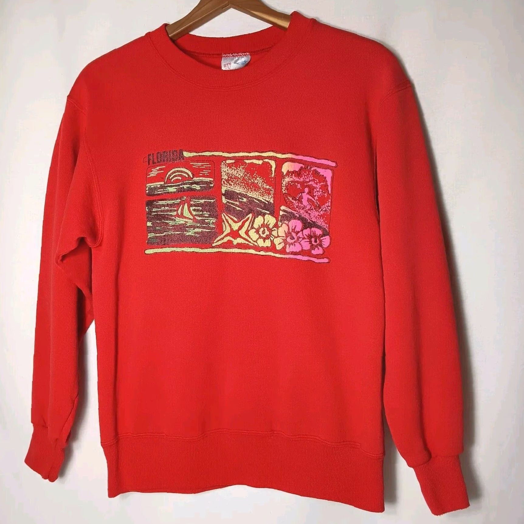 Hanes VINTAGE Hanes Florida Sweatshirt Shirt Women Small Red Crew Neck Beach Ocean Sailboat Dollar? Size S / US 4 / IT 40 - 2 Thumbnail