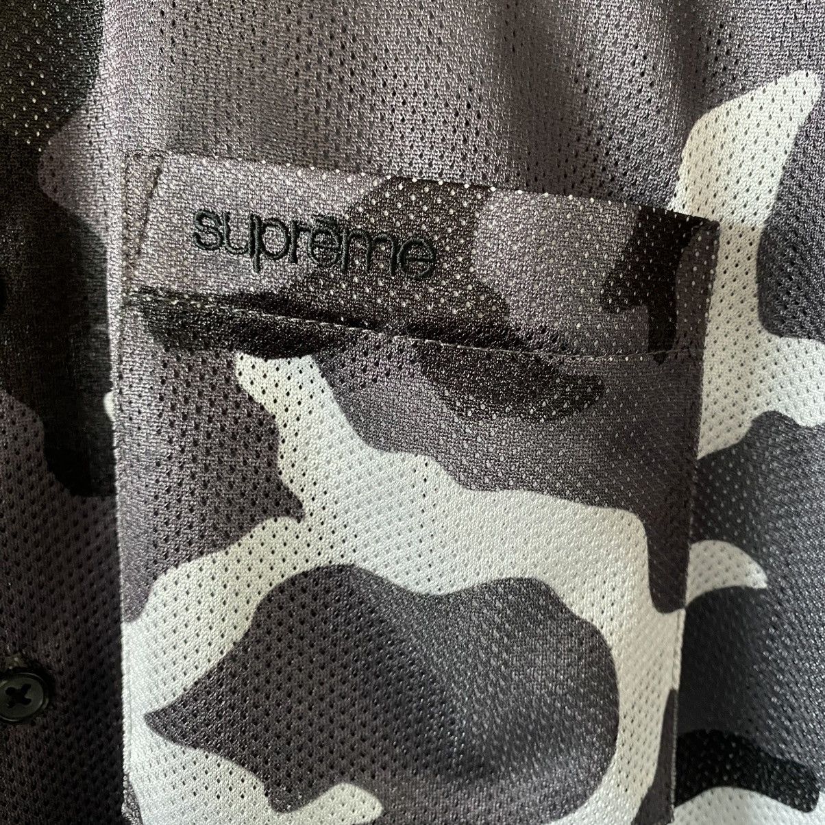 Supreme Supreme Camo Mesh Button Shirt Black 2020 Size US M / EU 48-50 / 2 - 3 Thumbnail
