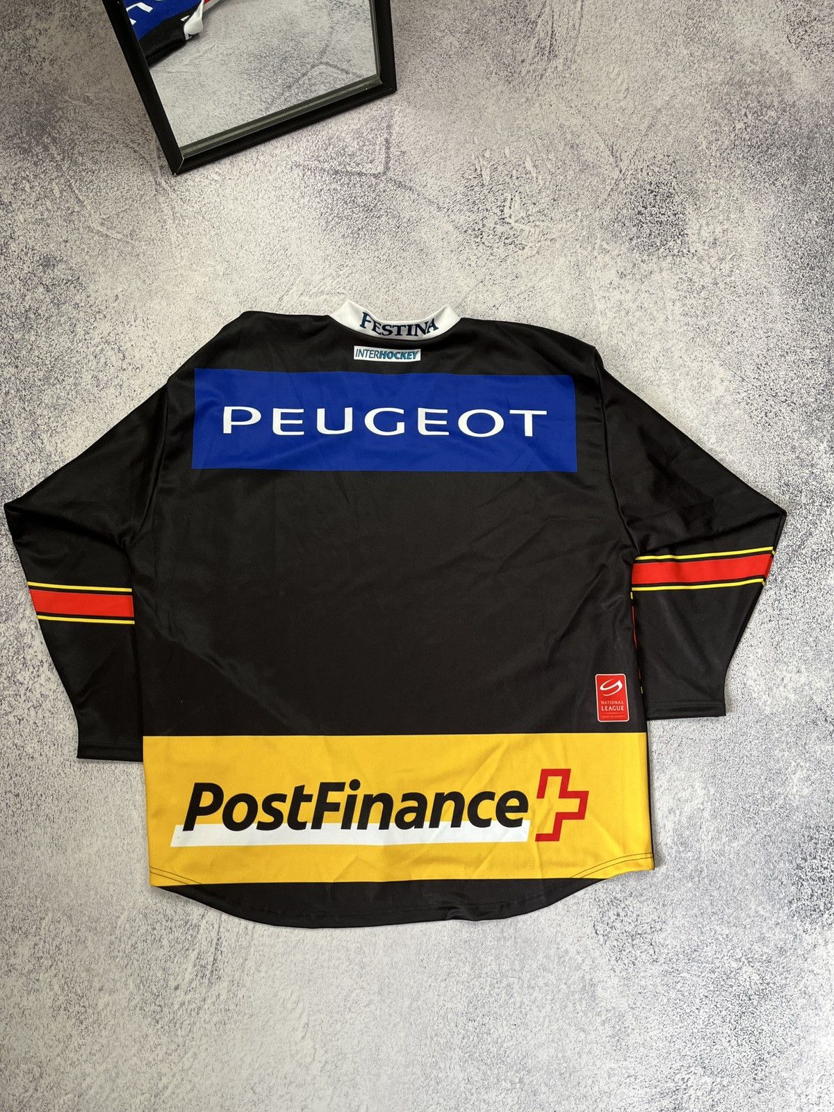 NHL SC Bern Switzerland Ice Hockey Jersey Peugeot Big Logo Rare Size US XXL / EU 58 / 5 - 6 Thumbnail