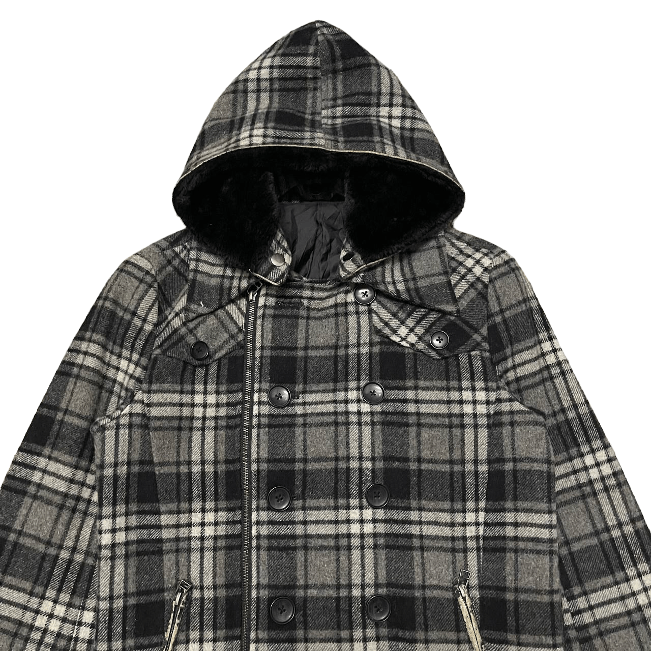 semanticdesign Semantic Design Plaid Wool Hooded Coat Size US M / EU 48-50 / 2 - 2 Thumbnail