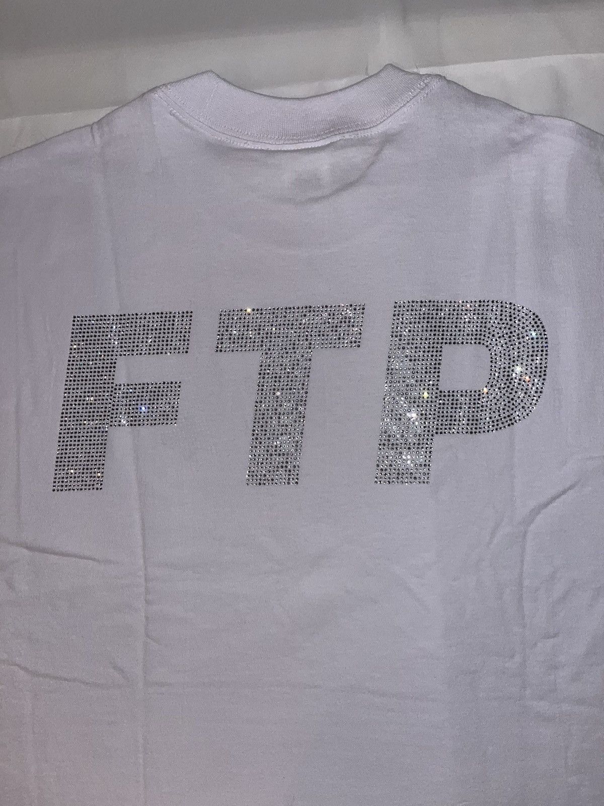 Fuck The Population FTP rhinestone logo (XL) White tee shirt | Grailed 