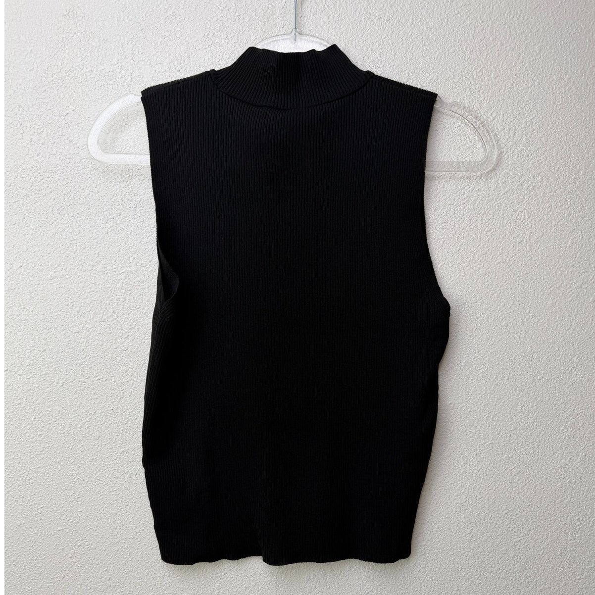 Zara NWT Zara Black Ribbed Mock Neck Sleeveless Top L Size L / US 10 / IT 46 - 7 Thumbnail