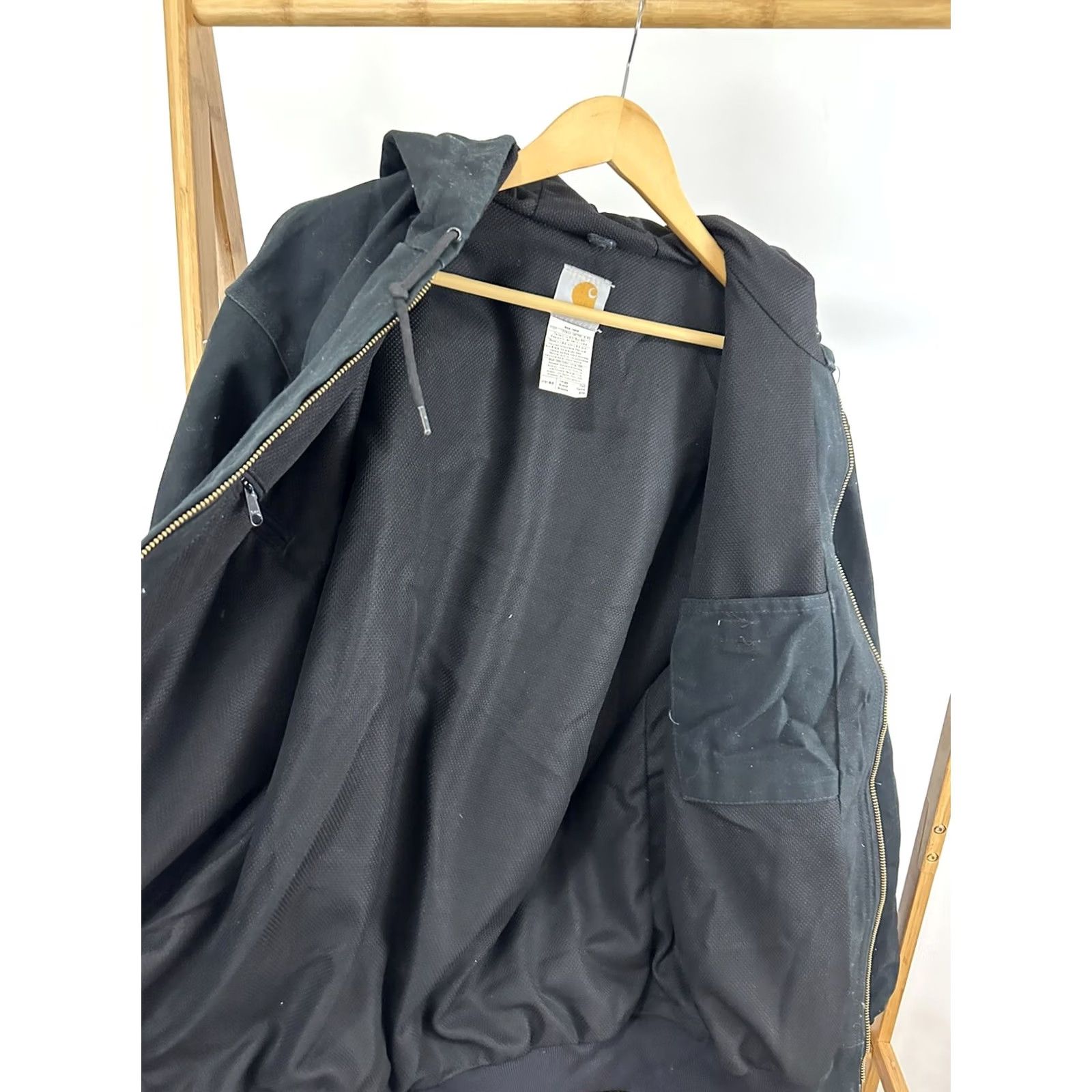 Carhartt VTG Carhartt Thermal Lined Black Canvas Hooded Work Jacket L Tall Mens Bomber Hooded Workwear Jacket Size US L / EU 52-54 / 3 - 4 Thumbnail