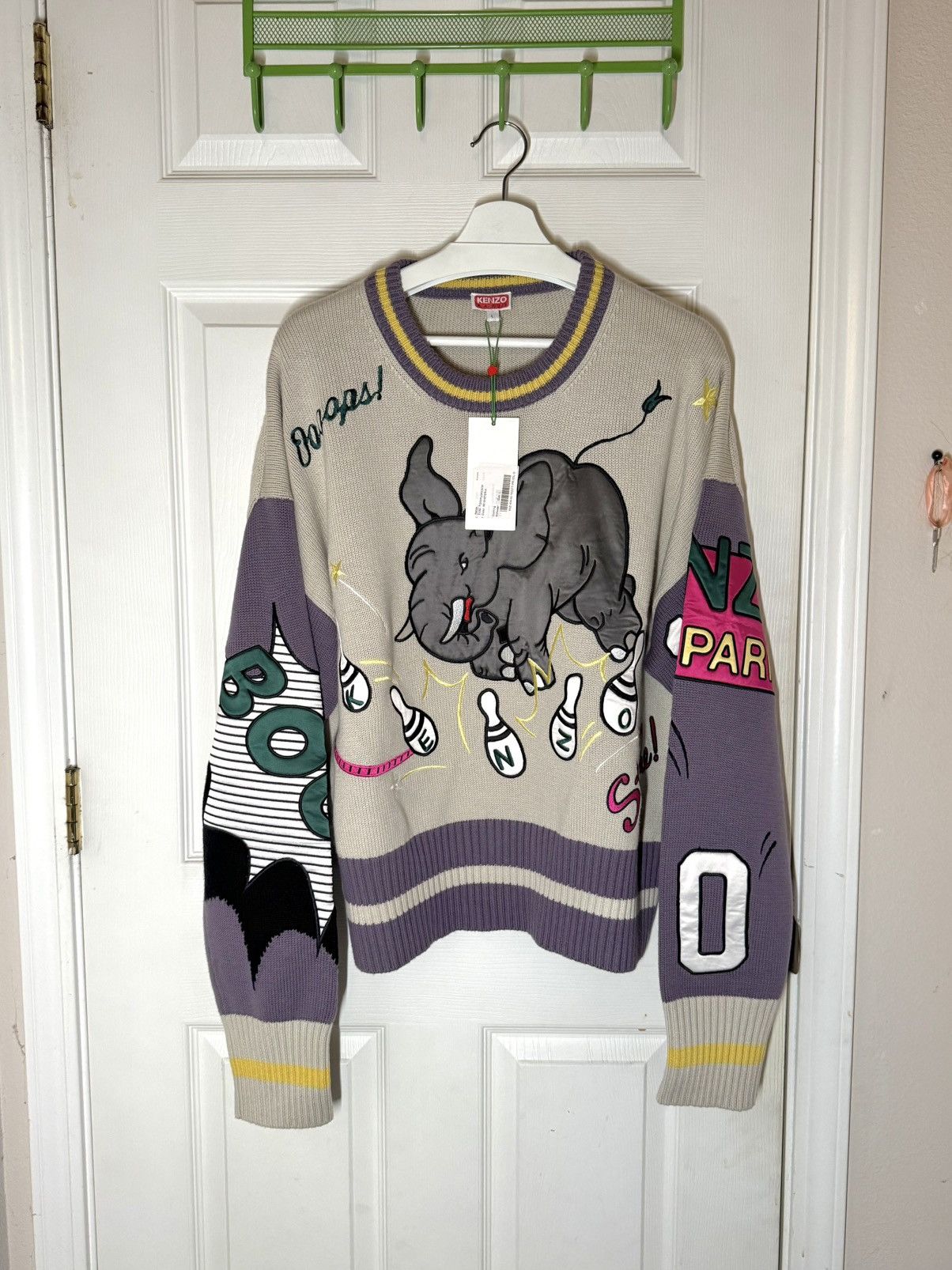 Kenzo Kenzo 'Bowling Elephant' Merino Wool Jumper Size US L / EU 52-54 / 3 - 2 Thumbnail
