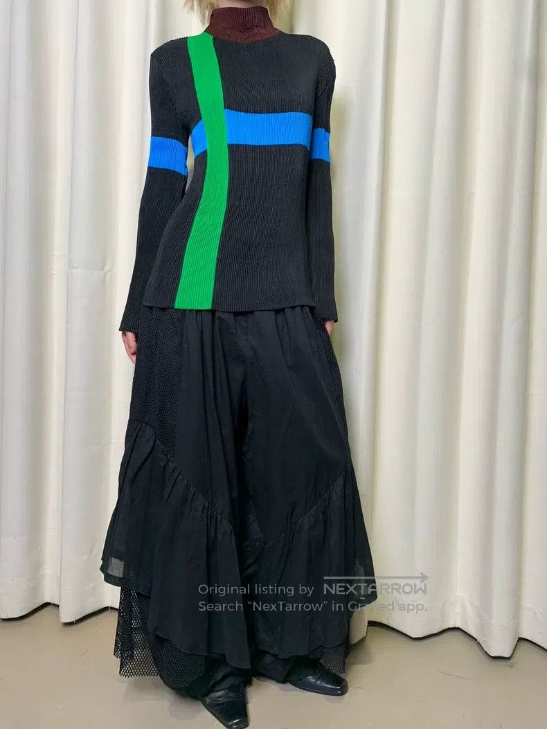 Issey Miyake Issey Miyake Circus Color-Striped Ruched Stand-Collar Top Size M / US 6-8 / IT 42-44 - 3 Thumbnail