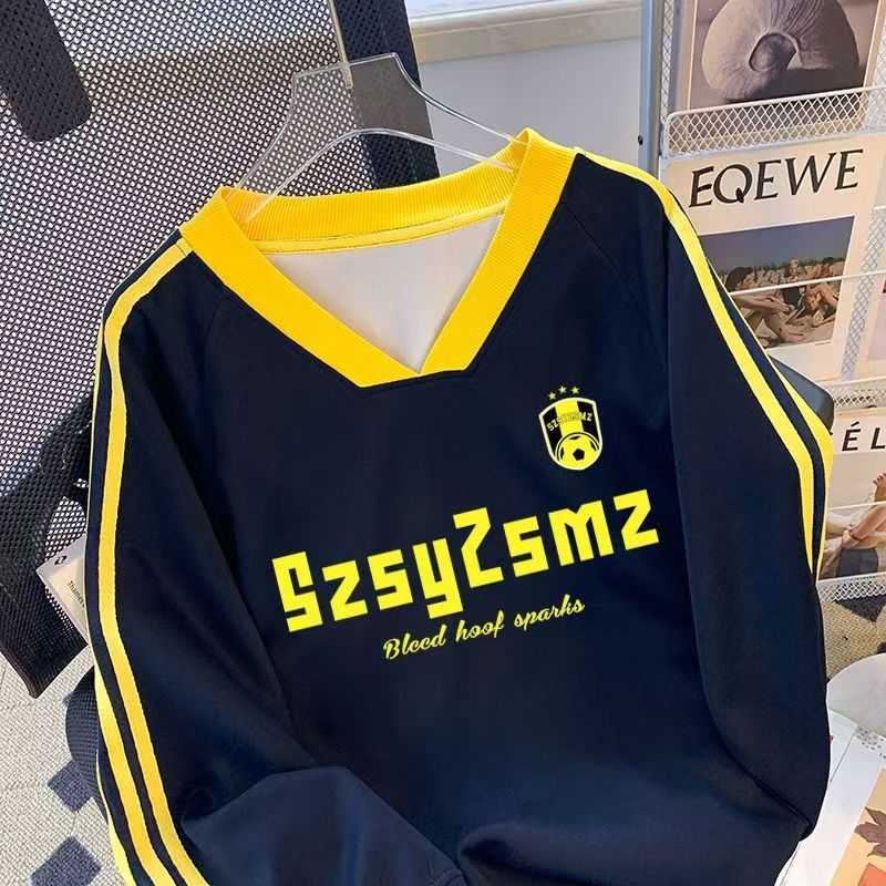 Vintage Navy Yellow Soccer Jersey Sweatshirt Size US M / EU 48-50 / 2 - 2 Thumbnail