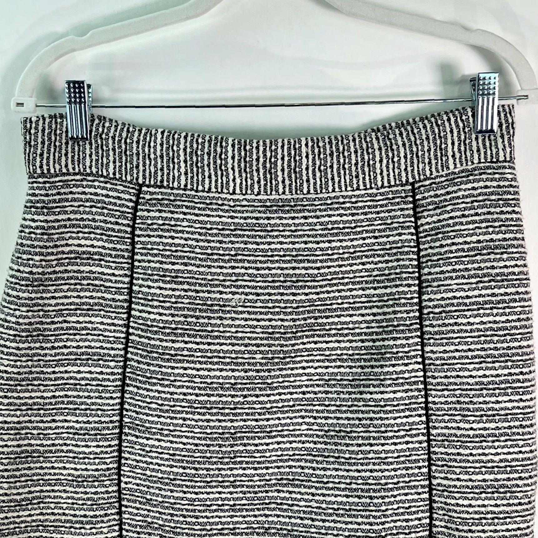 H&M H&M Womens Flat Front Back Zip Tweed Black Straight & Pencil Mini Skirt Size 12 Size 34" / US 12 / IT 48 - 3 Thumbnail