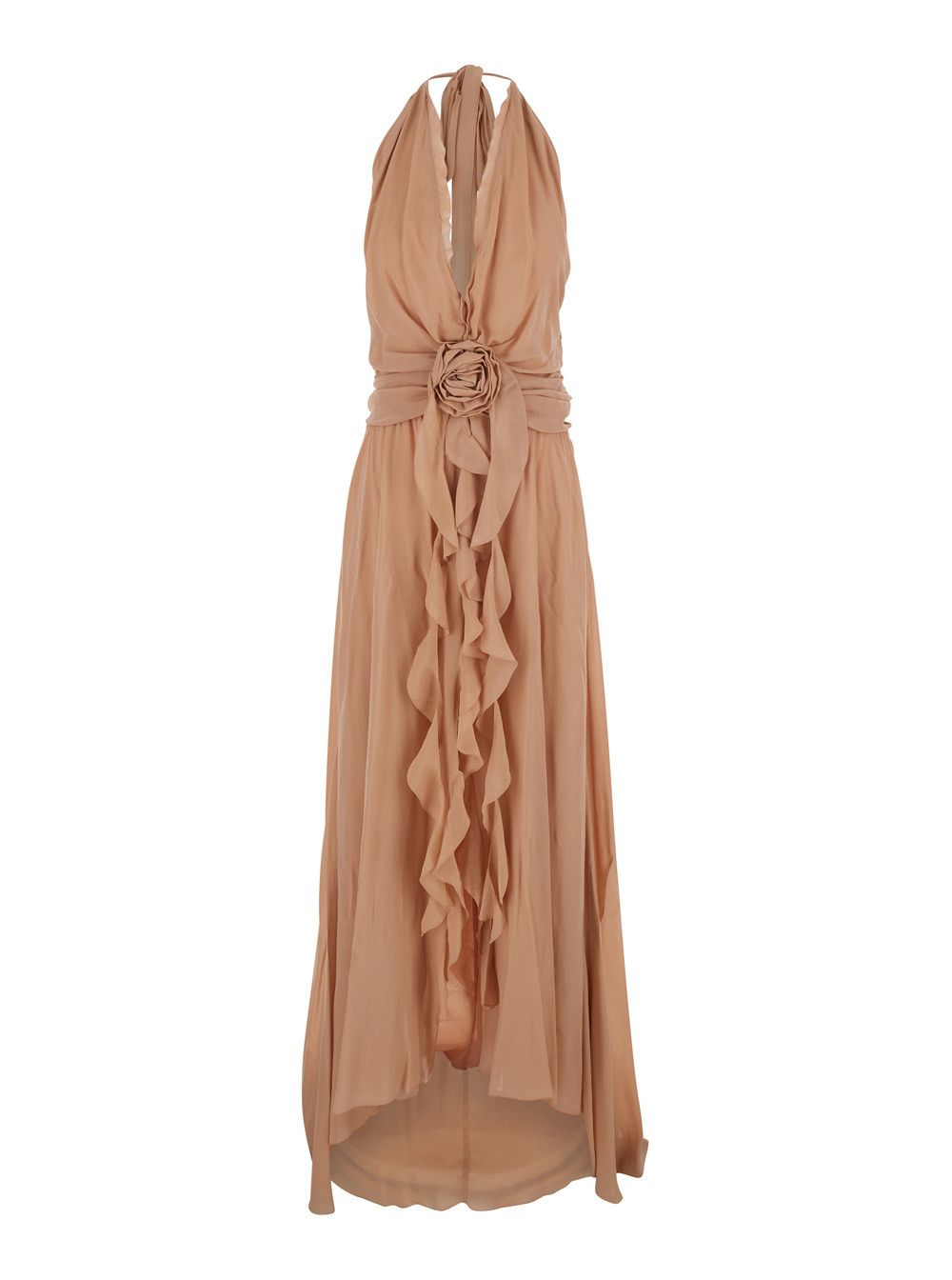 Blumarine Dress 'GEORGETTE LONG DRESS' Pink with V-Neck and Long Sleeves in Viscose for Women Size M / US 6-8 / IT 42-44 - 1 Thumbnail