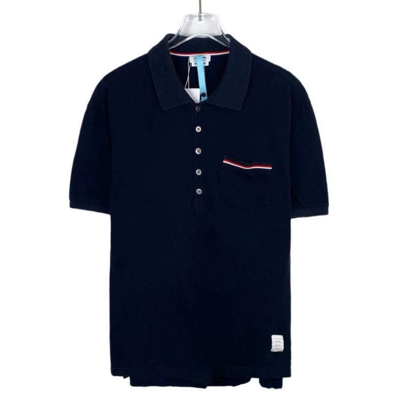 Thom Browne Thom Browne Navy Blue Cotton Short Sleeve Polo - dmc Size US M / EU 48-50 / 2 - 1 Thumbnail