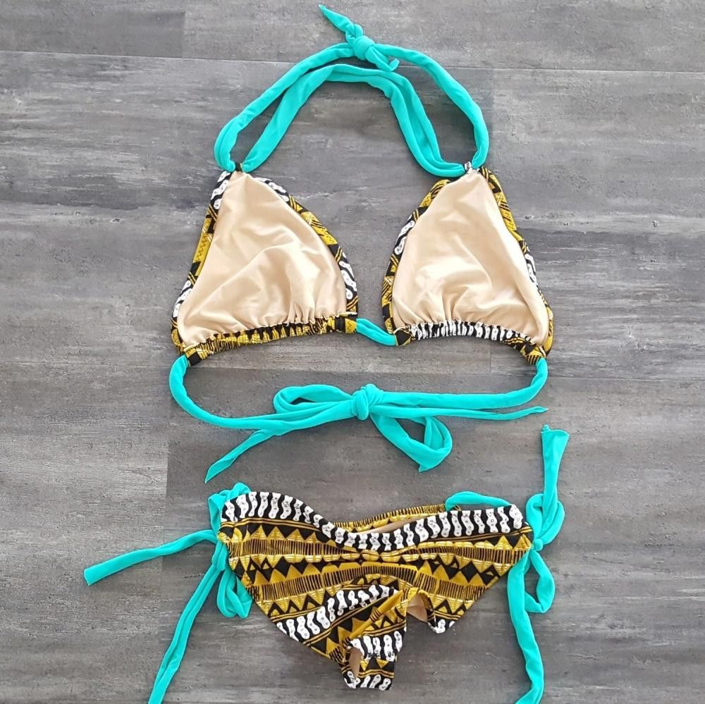 Designer Turquoise Tribe Lucy Bea Bikini Set Size ONE SIZE - 2 Thumbnail