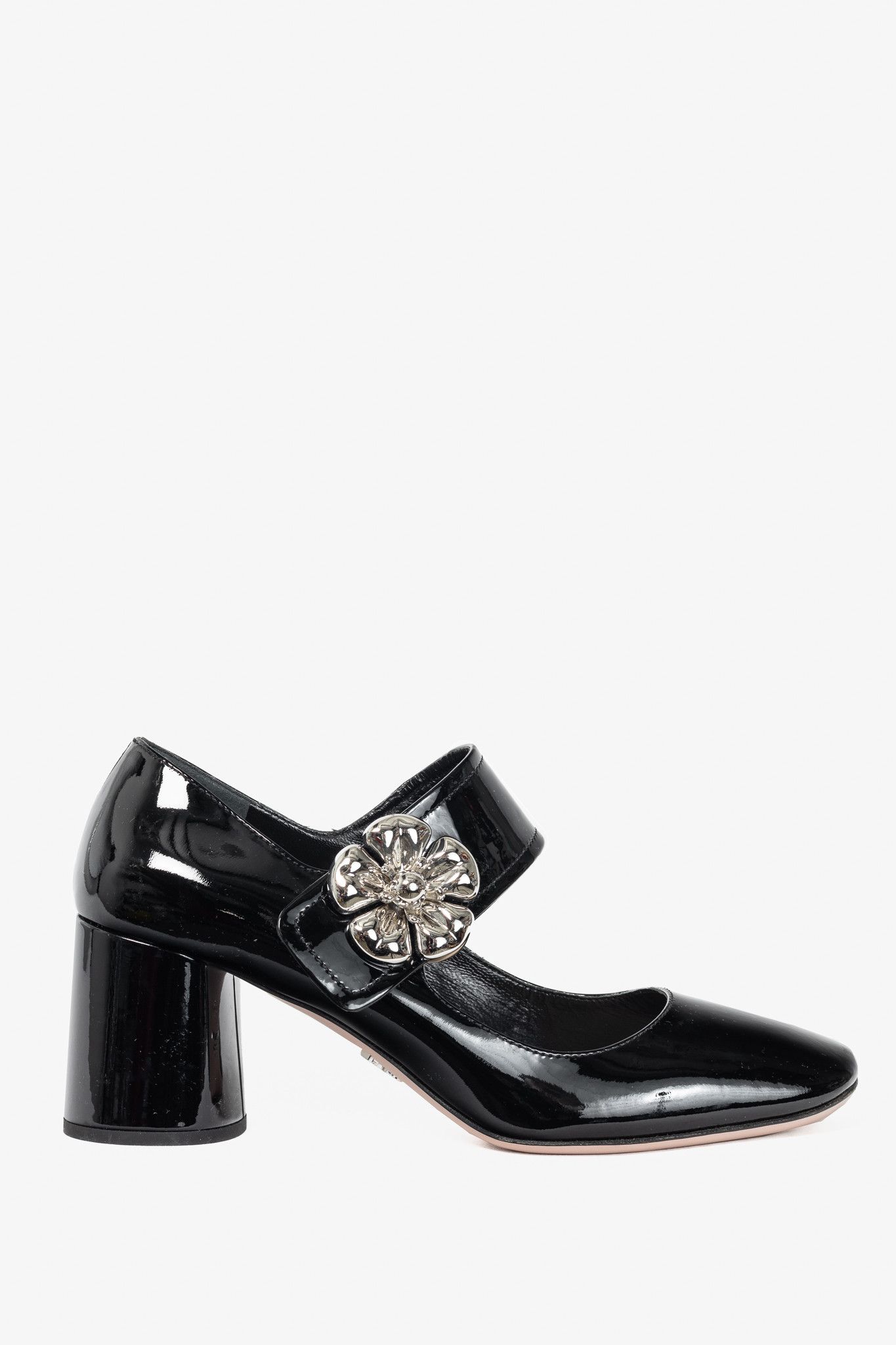 Prada Prada Nero Vernice Leather Flower Mary-Jane Pumps Size US 6 / IT 36 - 1 Thumbnail