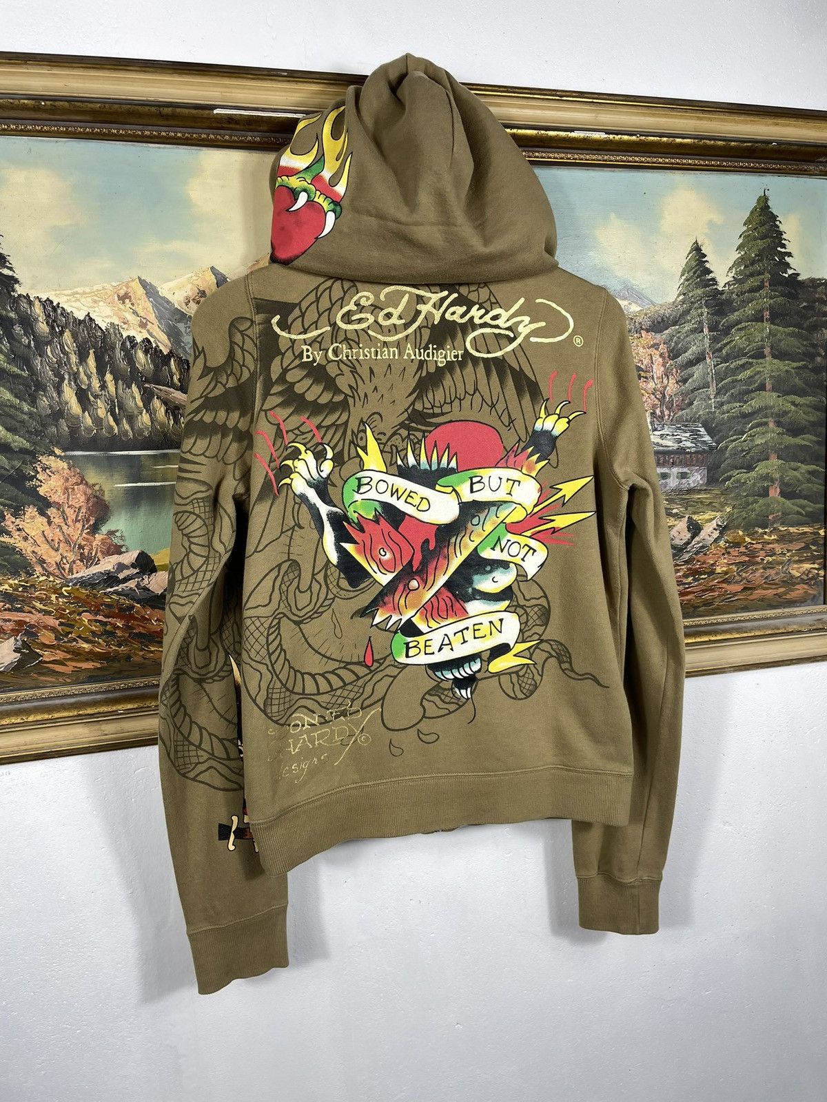 Christian Audigier × Ed Hardy × Vintage Ed Hardy Retro 00s Hoodie Cyber Affliction Grunge Hiphop Rap Size S / US 4 / IT 40 - 9 Thumbnail