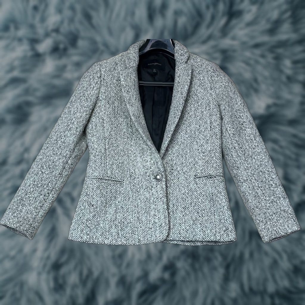 Banana Republic Banana Republic Blazer Women 2P Gray Wool Blend Short Sleeve Button 90s Retro Casual Workwear Size XS / US 0-2 / IT 36-38 - 1 Thumbnail