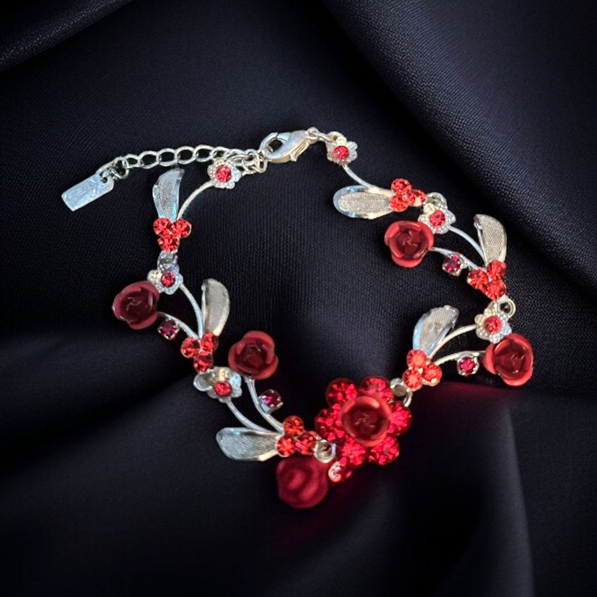 Other Christina Collection silver tone red floral bracelet Size ONE SIZE - 1 Thumbnail